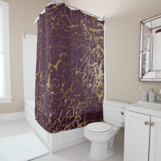 Burgundy Maroon Bordeaux Gold Luxury Plum Duschvorhang (Beispiel)