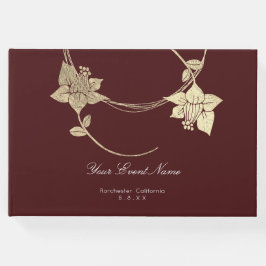 Burgundy Maroon Champaign Gold Floral Wedding Gästebuch
