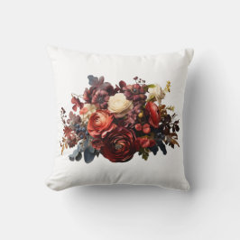 Burgundy Maroon Coral White Moody Floral Kissen