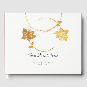 Burgundy Maroon Gold Floral Wedding White Gästebuch