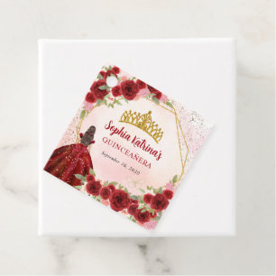 Burgundy Maroon Gold Glitzer Floral Princess Tiara Geschenkanhänger