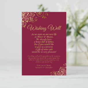 Burgundy Maroon & Gold Hochzeit wünscht gutes Gedi Begleitkarte
