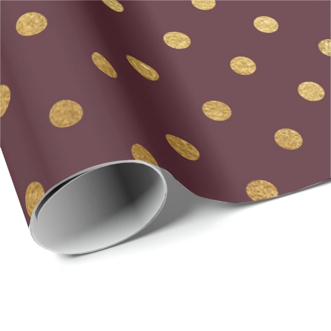 Burgundy Maroon Gold kleine Punkte Bridal Wedding Geschenkpapier (Rolleneckpunkt)