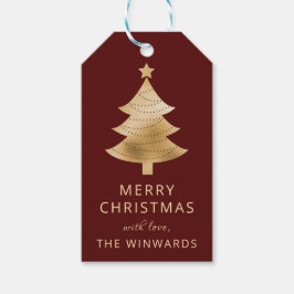 Burgundy Maroon Gold Weihnachtsbaum Geschenkanhänger