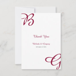 Burgundy Maroon Initials Herbst Hochzeit im Herbst Dankeskarte