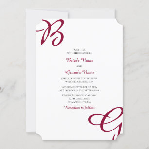 Burgundy Maroon Initials Herbst Hochzeit im Herbst Einladung