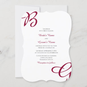 Burgundy Maroon Initials Herbst Hochzeit im Herbst Einladung