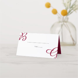 Burgundy Maroon Initials Herbst Hochzeit im Herbst Platzkarte