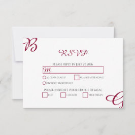 Burgundy Maroon Initials Herbst Hochzeit im Herbst RSVP Karte