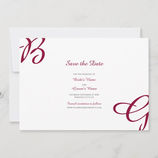 Burgundy Maroon Initials Herbst Hochzeit im Herbst Save The Date (Vorderseite)