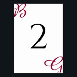 Burgundy Maroon Initials Herbst Hochzeit im Herbst Tischnummer<br><div class="desc">Dieses Design zeigt die Initialen der Braut und des Bräutigams in bordeauxroter Maronfarbe als Hauptfokus des Designs. Personalisierte Schriftzeichen mit Schrift-Schriftart-Typografie schaffen eine perfekte Verbindung von Moderne und Eleganz. Eine einfache, maßgeschneiderte minimalistische Herbst-Herbst oder jede andere Saison Hochzeitsdesign mit modernem bordeauxfarbenen Maronmonogramm. Auch die passenden Hochzeitseinladungen und andere Schreibwaren sind...</div>