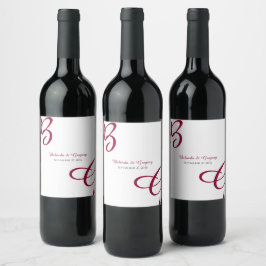 Burgundy Maroon Initials Herbst Hochzeit im Herbst Weinetikett