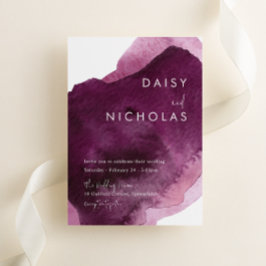 Burgundy Maroon Moderne Wasserfarbenhochzeit Einladung