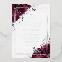Burgundy Maroon & Silver Floral Wedding