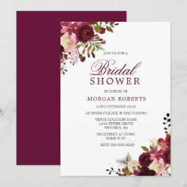 Burgundy Marsala Bloral Bridal Dusche Einladung
