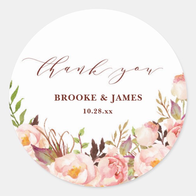 Burgundy Marsala Blush Boho Wedding Sticker (Vorderseite)