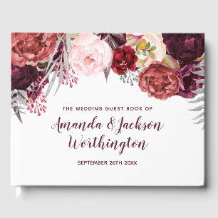 Burgundy Marsala Blush Peony Wedding Guest Book Gästebuch