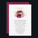 Burgundy Marsala Blush Pink und Gold Bat Mitzvah Einladung<br><div class="desc">Vintage Bordeaux-,  Rost- und Goldfledermaus Mitzvah-Einladung,  die auf Ihre Besonderheiten zugeschnitten ist.</div>
