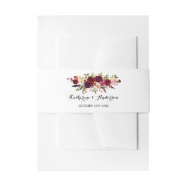 Burgundy Marsala Bohemisch Floral Chic Hochzeit Einladungsbanderole