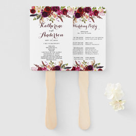 Burgundy Marsala Bohemisch Floral Wedding Program Fächer