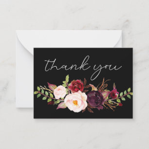 Burgundy Marsala Floral - All Black Small Vielen D Mitteilungskarte
