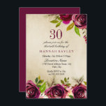 Burgundy Marsala Floral Gold 30. Geburtstag Einlad Einladung<br><div class="desc">Burgundy Marsala Floral Gold 30. Geburtstag Einladend Sehen Sie die passende Sammlung in Nische und Nest-Laden Schöne elegante burgundy Blume. Handgemalte Wasserfarbe perfekt für Ihr Brautparty</div>