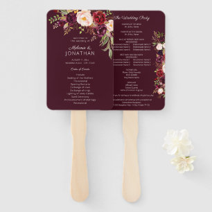 Burgundy Marsala Floral Wedding Program V2 Fächer