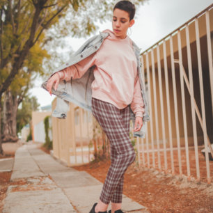 Burgundy Marsala Kariert Leggings