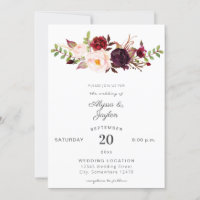 Burgundy Marsala Pink Floral Wedding 2 White