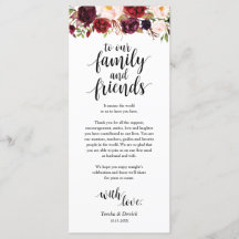 Burgundy Marsala, Platz Einstellung Dankeschön Kar