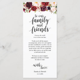 Burgundy Marsala, Platz Einstellung Dankeschön Kar Programm