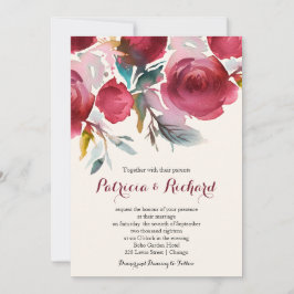 Burgundy Marsala Romantic Floral Wedding Einladung