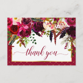 Burgundy Marsala Rustic Floral Chic Vielen Dank Dankeskarte