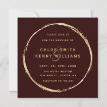 Burgundy Marsala Rustic Gold Circle Wedding Square