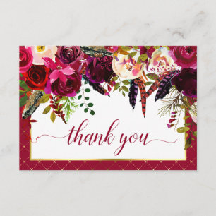 Burgundy Marsala Rustikaler Floraler Chic Danke