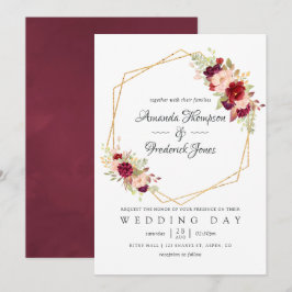 Burgundy-Marsala und Blush Boho Geometric Wedding Einladung