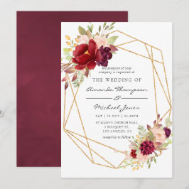 Burgundy-Marsala und Blush Boho Geometric Wedding Einladung