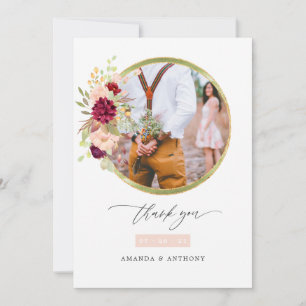 Burgundy-Marsala und Blush Wedding Foto Collage Dankeskarte
