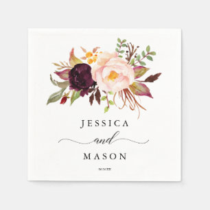 Burgundy Marsala Wedding Napkin Cocktail Napkin Serviette