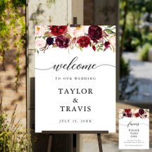 Burgundy Marsala Wedding Willkommen & Favoriten Ze