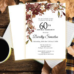 Burgundy Mauve Ivory Fall Blume 60. Geburtstag Einladung<br><div class="desc">Elegante bordeauxfarbene,  violette und elfenbeinfarbene Blume schaffen eine sehr hübsche Blumenstruktur. Beeren und Äste geben ihm ein modernes und rustikales Boho-Ambiente. Der Name des Geburtstagsfeiers ist in einem zeitlosen Script-Schriftart geschrieben. Dieser Artikel ist Teil der Sammlung Burgund,  Mauve und White Floral.</div>