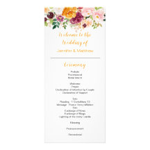 Burgundy Mauve Pink Saffron Wedding Program