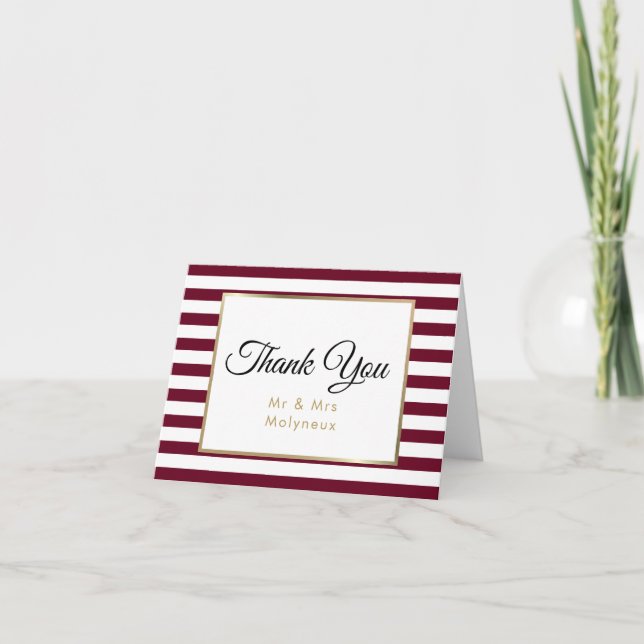 Burgundy| Merci de Mariage de Faux Gold Foil (Devant)