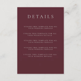 Burgundy Merlot Hochzeitskarte Begleitkarte