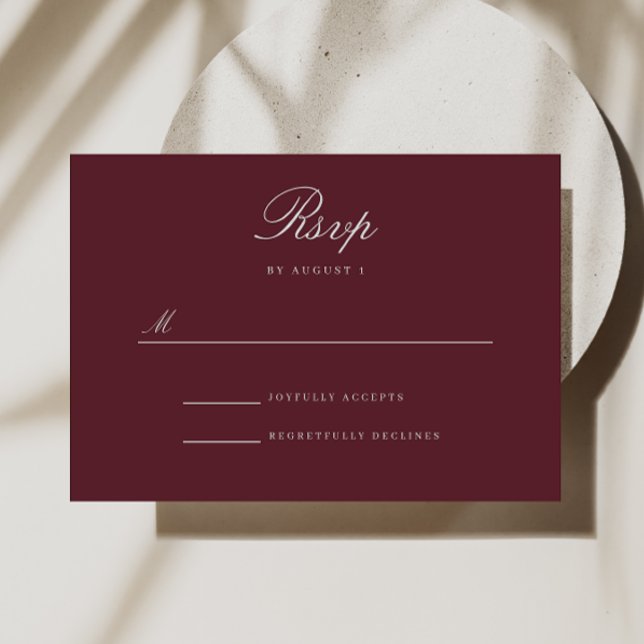 Burgundy Merlot Réponse Mariage Carte RSVP (Créateur téléchargé)