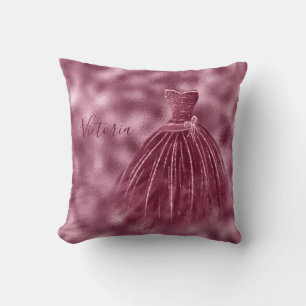 Burgundy Metallic Elegante Name Abend Gown Kissen
