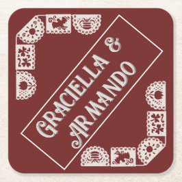 Burgundy Minimalist Paper Wedding Coasters Rechteckiger Pappuntersetzer