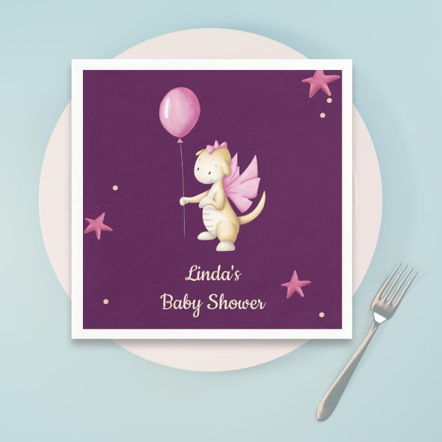 Burgundy Minimalistisch Baby Dragon Girl Babydusch Serviette (Von Creator hochgeladen)