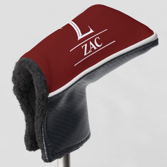 Burgundy Mit Monogramm Putter Golf Head Cover Golf Headcover (3/4 Vorderseite)