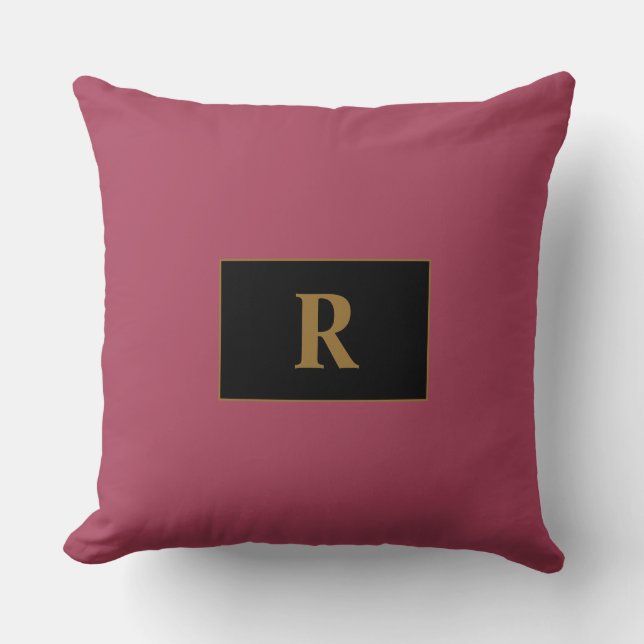 Burgundy Mit Monogramm Throw Kissen (Vorderseite)